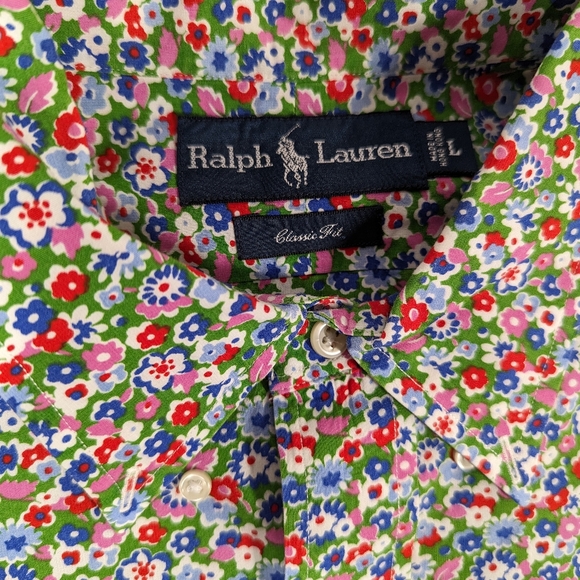 NWOT Ralph Lauren short sleeve button down floral large classic fit. - Picture 7 of 10
